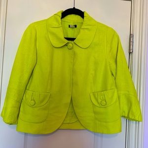 J.Crew Neon Yellow Cropped Blazer Jacket Size 2